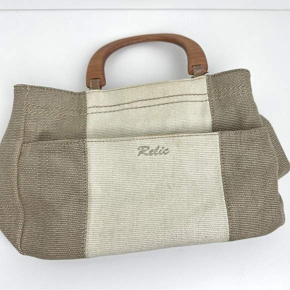 Relic Handbags - Relic Fossil Vintage Style Wood Handle
Canvas Handbag Boho Beachy